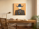 Cowboy from Behind Wall Art — Original Palette-Knife Oil, Ochre & Slate