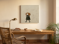 Shepherd Carrying a Lamb Wall Art — Original Palette-Knife Oil, Olive & Rust — original hand-painted oil shown on the wall in a styled room
