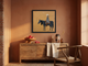 Braided Rider on Horseback Wall Art — Original Palette-Knife Oil, Slate Blue & Ochre