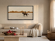 Lone Rider and Mountain Ridge Wide Wall Art — Original Palette-Knife Oil, Chocolate & Cream