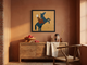 Rider on a Rearing Horse Wall Art — Original Palette-Knife Oil, Slate Blue & Ochre
