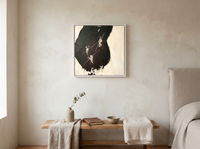 Dark Monolith Abstract Wall Art — Original Palette-Knife Oil, Charcoal & Oxblood — original hand-painted oil shown on the wall in a styled room