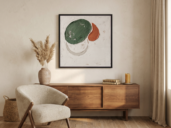 Organic Forms Abstract Wall Art — Original Palette-Knife Oil, Sage & Terracotta