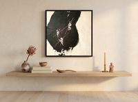 Dark Monolith Abstract Wall Art — Original Palette-Knife Oil, Charcoal & Oxblood — original hand-painted oil shown on the wall in a styled room