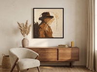 Arched Niche Abstract Wall Art — Original Palette-Knife Oil, Chocolate & Cream — original hand-painted oil shown on the wall in a styled room