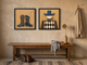 Cowboy Boots & Cowboy — Set of 2 Original Oils, Slate Blue on Ochre