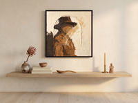 Arched Niche Abstract Wall Art — Original Palette-Knife Oil, Chocolate & Cream — original hand-painted oil shown on the wall in a styled room