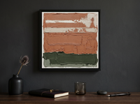 Horizontal Bands Abstract Wall Art — Original Palette-Knife Oil, Terracotta & Sage — original hand-painted oil shown on the wall in a styled room