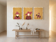 Western Family Triptych — 3 Original Oils, Clay-Rose & Mustard