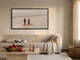 Two Figures on a Misty Beach Wide Wall Art — Original Oil, Mauve & Taupe