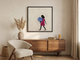 Girl with a Bouquet Wall Art — Original Palette-Knife Oil, Magenta & Cobalt
