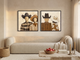 Cowboy & Cowgirl, Front & Back — Set of 2 Original Oils, Chocolate & Rust