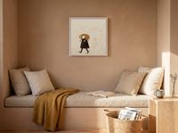Shepherd Carrying a Lamb Wall Art — Original Palette-Knife Oil, Chocolate & Cream — original hand-painted oil shown on the wall in a styled room