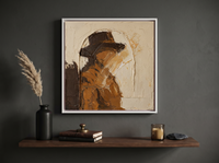 Arched Niche Abstract Wall Art — Original Palette-Knife Oil, Chocolate & Cream — original hand-painted oil shown on the wall in a styled room
