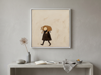 Shepherd Carrying a Lamb Wall Art — Original Palette-Knife Oil, Chocolate & Cream — original hand-painted oil shown on the wall in a styled room