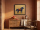 Standing Horse Wall Art — Original Palette-Knife Oil, Navy & Rust
