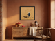 Dog Walker Wall Art — Original Palette-Knife Oil, Navy & Ochre