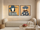 Hatted Woman, Front and Back — Set of 2 Original Oils, Slate Blue & Ochre