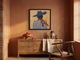 Cowgirl from Behind Wall Art — Original Palette-Knife Oil, Navy & Rust