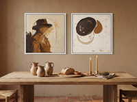 Arch & Organic Forms — Set of 2 Original Oils, Chocolate & Cream — original hand-painted oil shown on the wall in a styled room