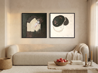 Arch & Organic Forms — Set of 2 Original Oils, Charcoal & Oxblood — original hand-painted oil shown on the wall in a styled room