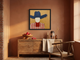 Cowboy in a Wide Hat Wall Art — Original Palette-Knife Oil, Navy & Red