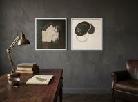 Arch & Organic Forms — Set of 2 Original Oils, Charcoal & Oxblood — original hand-painted oil shown on the wall in a styled room