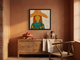 Lady in a Pumpkin Hat Wall Art — Original Palette-Knife Oil, Pumpkin & Teal