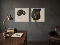 Organic Forms & Monolith — Set of 2 Original Oils, Charcoal & Oxblood — original hand-painted oil shown on the wall in a styled room