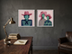 Cowboy & Two Cowgirls — Set of 2 Original Oils, Blush & Emerald
