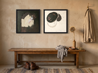 Arch & Organic Forms — Set of 2 Original Oils, Charcoal & Oxblood — original hand-painted oil shown on the wall in a styled room