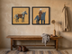 Standing Horse & Mounted Cowboy — Set of 2 Original Oils, Blue-Grey & Ochre