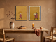 Woman with Umbrella & Woman with Bouquet — Set of 2 Original Oils, Mustard & Rose