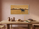 Lone Rider and Mountain Ridge Wide Wall Art — Original Palette-Knife Oil, Navy & Golden Ochre