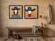 Cowgirl and Cowboy — Set of 2 Original Oils, Navy & Vermilion