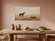 Standing and Resting Horses Wide Wall Art — Original Palette-Knife Oil, Chocolate & Rust