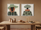 Hatted Woman, Front and Back — Set of 2 Original Oils, Sage & Terracotta