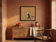 Man Walking His Dachshund Wall Art — Original Oil, Navy & Ochre