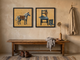 Horse & Cowboy Gear — Set of 2 Original Oils, Golden Ochre & Slate Blue