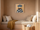 Lady in a Daisy Shirt Wall Art — Original Palette-Knife Oil, Navy & Ochre