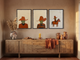 Western Family Triptych — 3 Original Oils, Rust & Olive