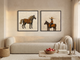 Standing Horse & Small Rider — Set of 2 Original Oils, Chocolate & Rust