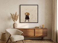 Shepherd Carrying a Lamb Wall Art — Original Palette-Knife Oil, Chocolate & Cream — original hand-painted oil shown on the wall in a styled room
