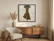 Walking Lady in a Wide Hat Wall Art — Original Palette-Knife Oil, Olive & Sienna