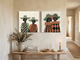 Women in Wide-Brim Hats — Set of 2 Original Oils, Sage & Terracotta