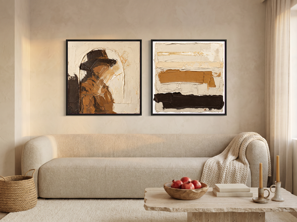 Arch & Bands — Set of 2 Original Oils, Chocolate & Cream
