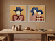 Cowboy & Two Cowgirls — Set of 2 Original Oils, Vermilion & Navy