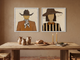 Cowboy & Wide-Brim Lady — Set of 2 Original Oils, Rust & Chocolate