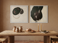 Organic Forms & Monolith — Set of 2 Original Oils, Charcoal & Oxblood — original hand-painted oil shown on the wall in a styled room