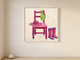 Cowboy Chair Still Life Wall Art — Original Palette-Knife Oil, Pink & Lime
